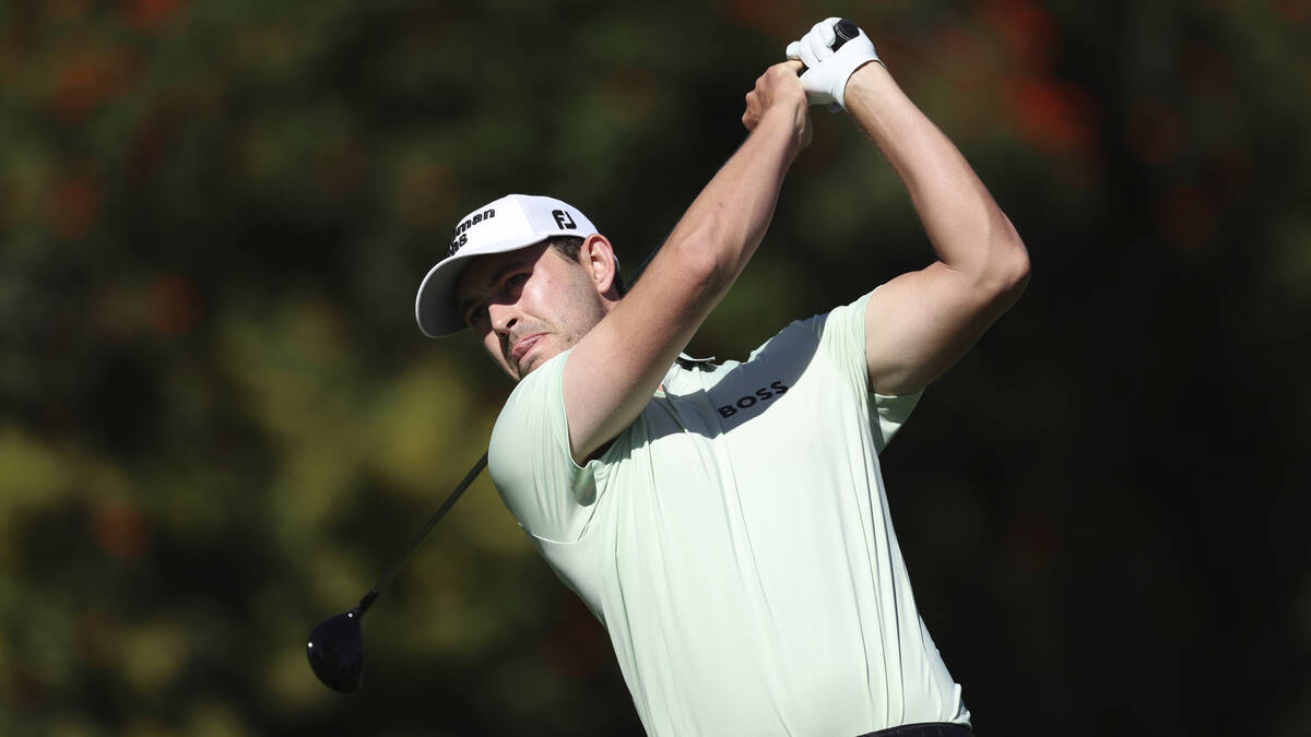 Patrick Cantlay tees off on the fourth hole during the first round of the Genesis Invitational ...