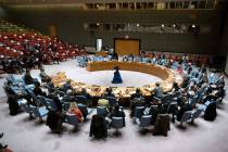 In this image provided by the United Nations, the U.N. Security Council meets for an emergency ...