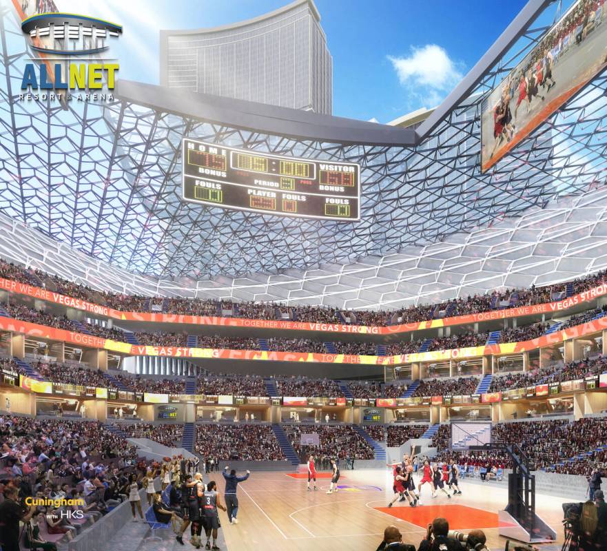 An artist's rendering of former NBA player Jackie Robinson's long-sought arena and hotel projec ...