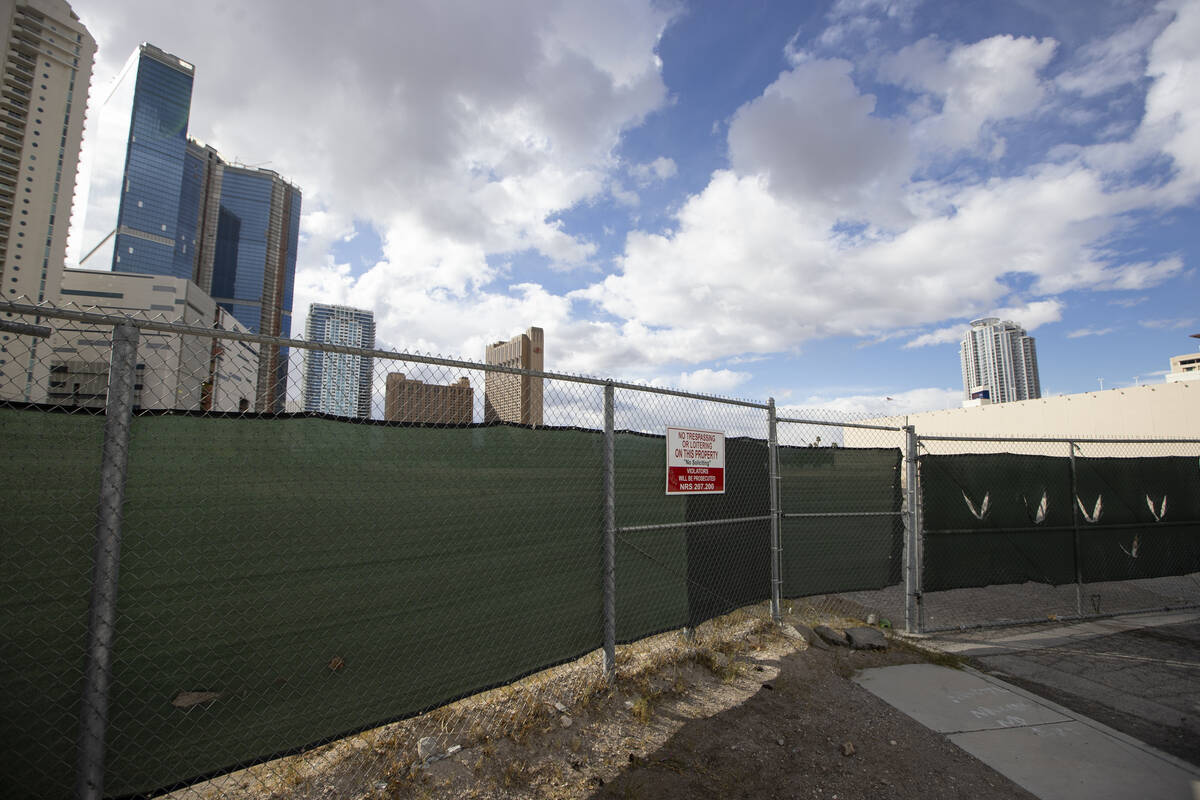 An empty lot between Fontainebleau Las Vegas and Sahara Las Vegas in Las Vegas, is seen on Wedn ...