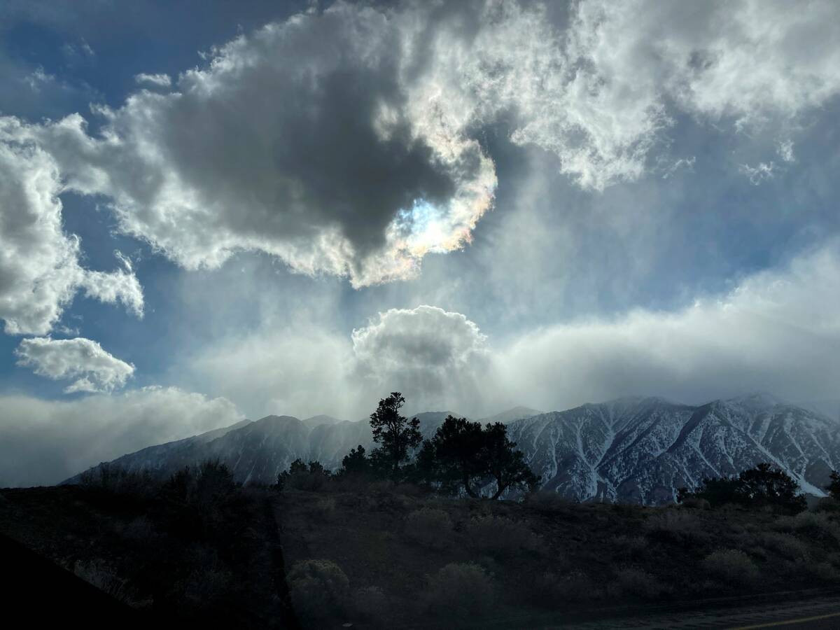 Storm clouds are seen over the eastern sierra in Southern Mono county, Calif. on Tuesday, Feb. ...