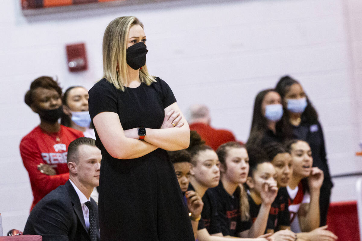 UNLV Lady Rebels basketball coach Lindy La Rocque is shown Thursday, Jan. 27, 2022, at Cox Pavi ...