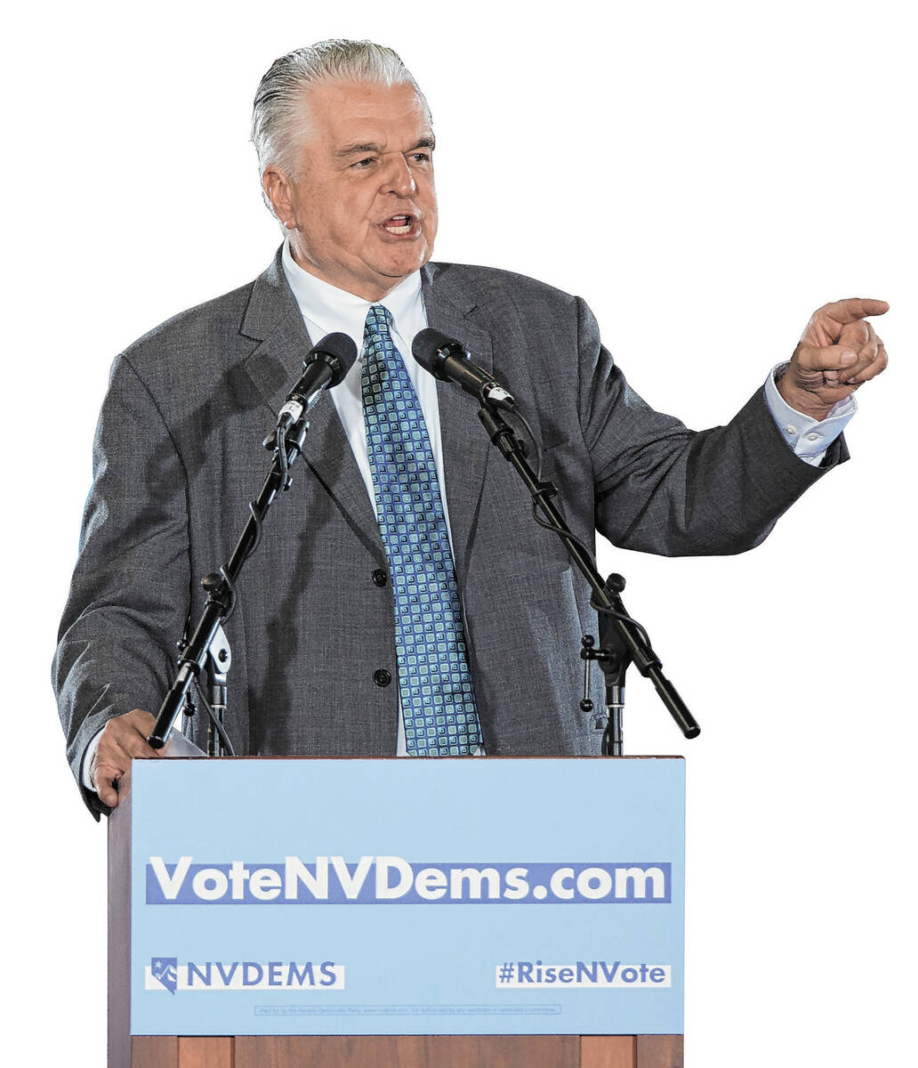 Clark County Commission Chairman Steve Sisolak, candidate for Nevada governor, speaks during a ...