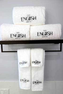Signature guest room towels at The English Hotel, named for celebrity chef Todd English, in dow ...