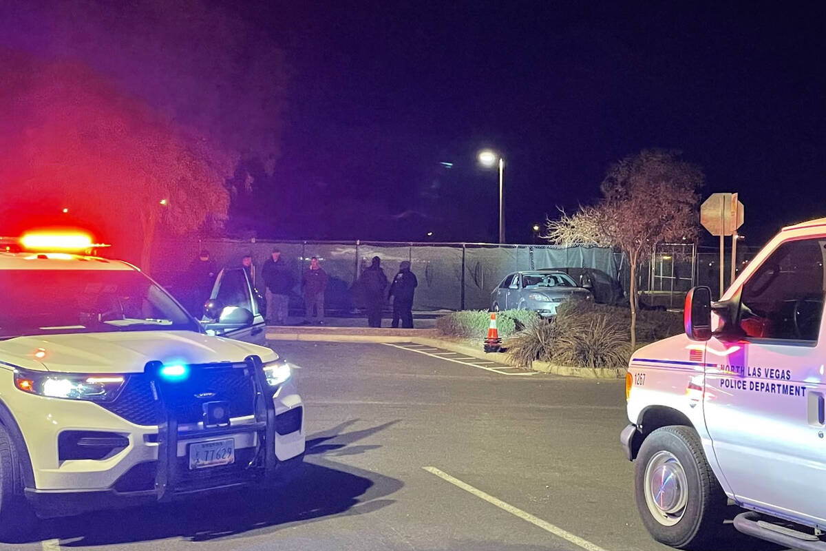 North Las Vegas police investigate a shooting on Monday, Feb. 28, 2022. (North Las Vegas Police ...