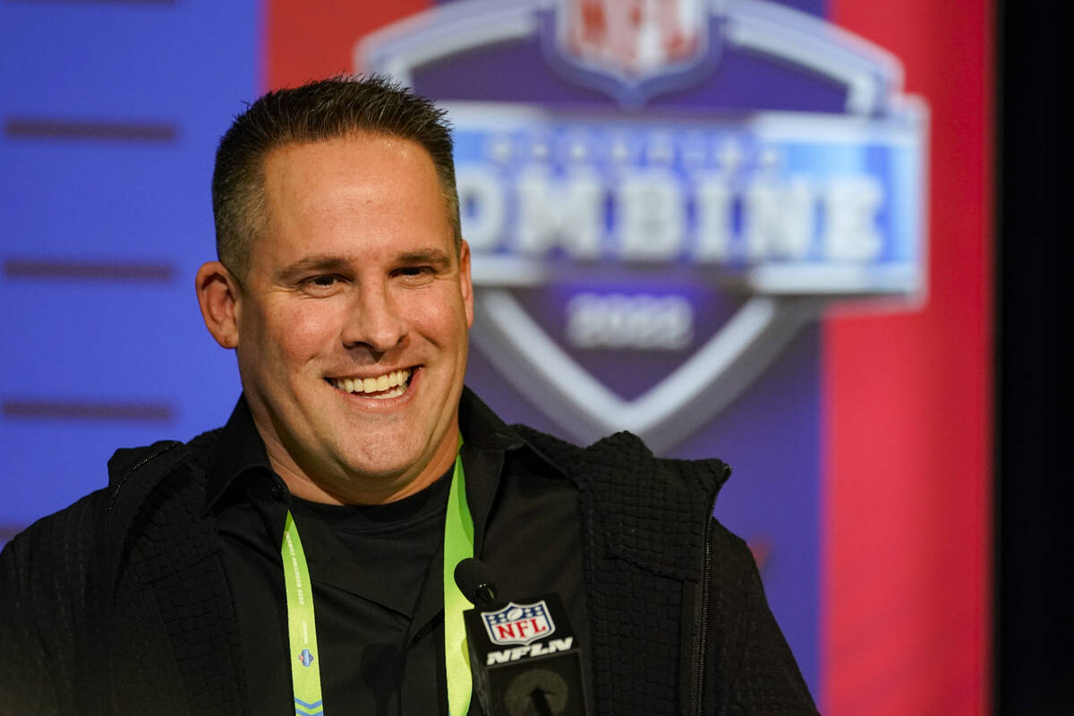 Las Vegas Raiders head coach Josh McDaniels speaks during a press conference at the NFL footbal ...