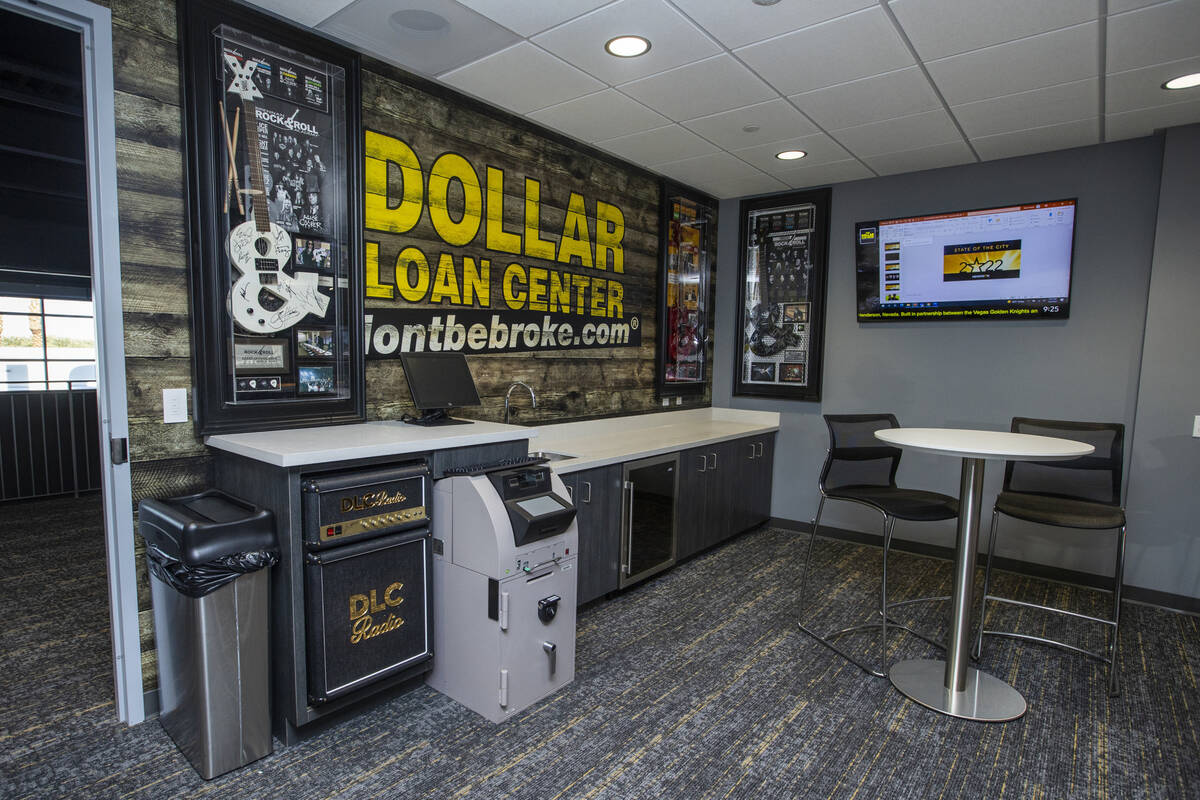 Decorative box for Dollar Loan Center owner Charles Brennan overlooking the arena during a tour ...