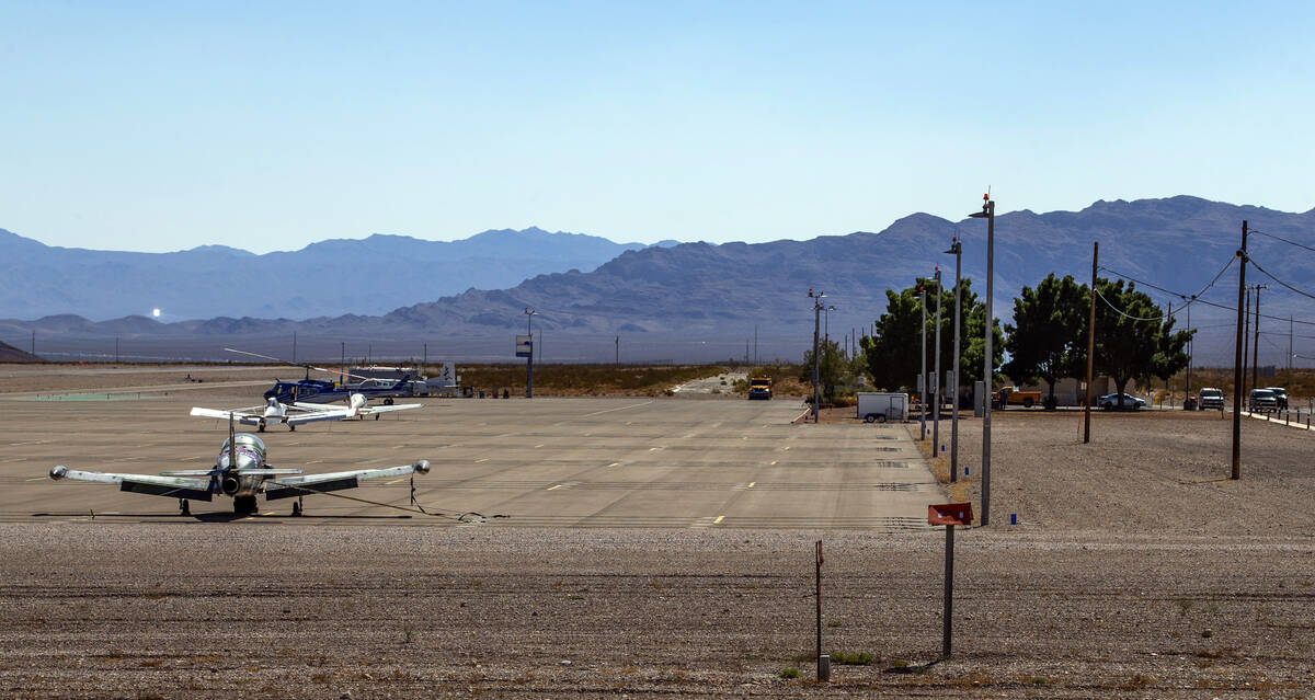 Planes and a helicopter on the tarmac at the Jean Airport Sport Aviation Center on Friday, Sept ...