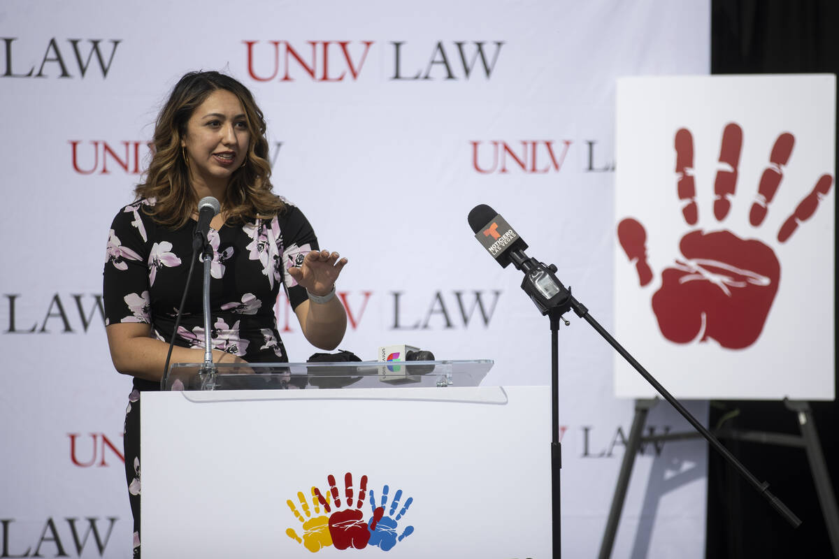 Assemblywoman Selena Torres speaks during the grand opening ceremony for the new off-campus UN ...