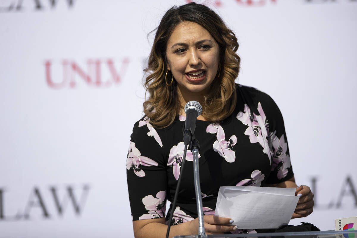 Assemblywoman Selena Torres speaks during the grand opening ceremony for the new off-campus UN ...