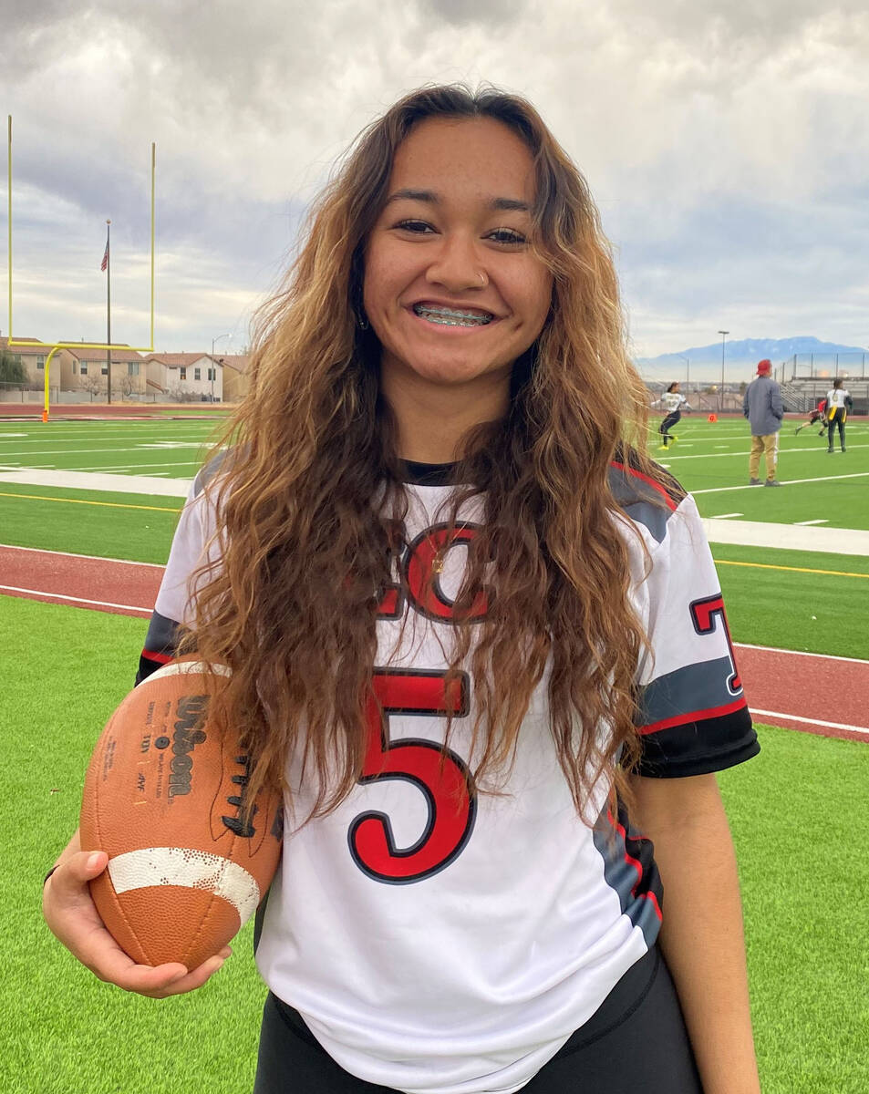 Tech's Harlee Makue is a member of the Nevada Preps All-Southern Nevada flag football team. (Te ...