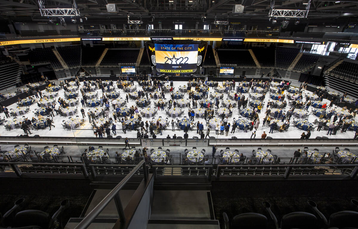 Guests arrive for the Mayor’s State of the City 2022 address during a tour of the new Do ...