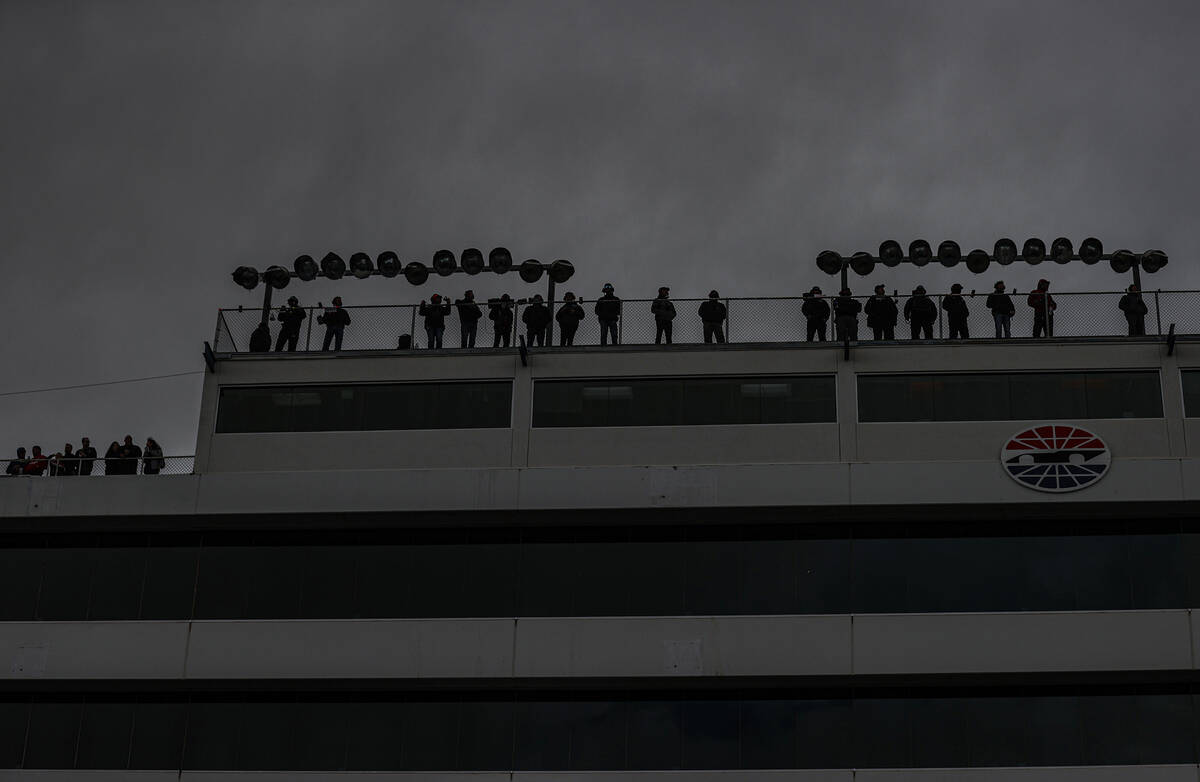 Heavy cloud cover and rain delay racing during the NASCAR Xfinity Series Alsco Uniforms 300 on ...