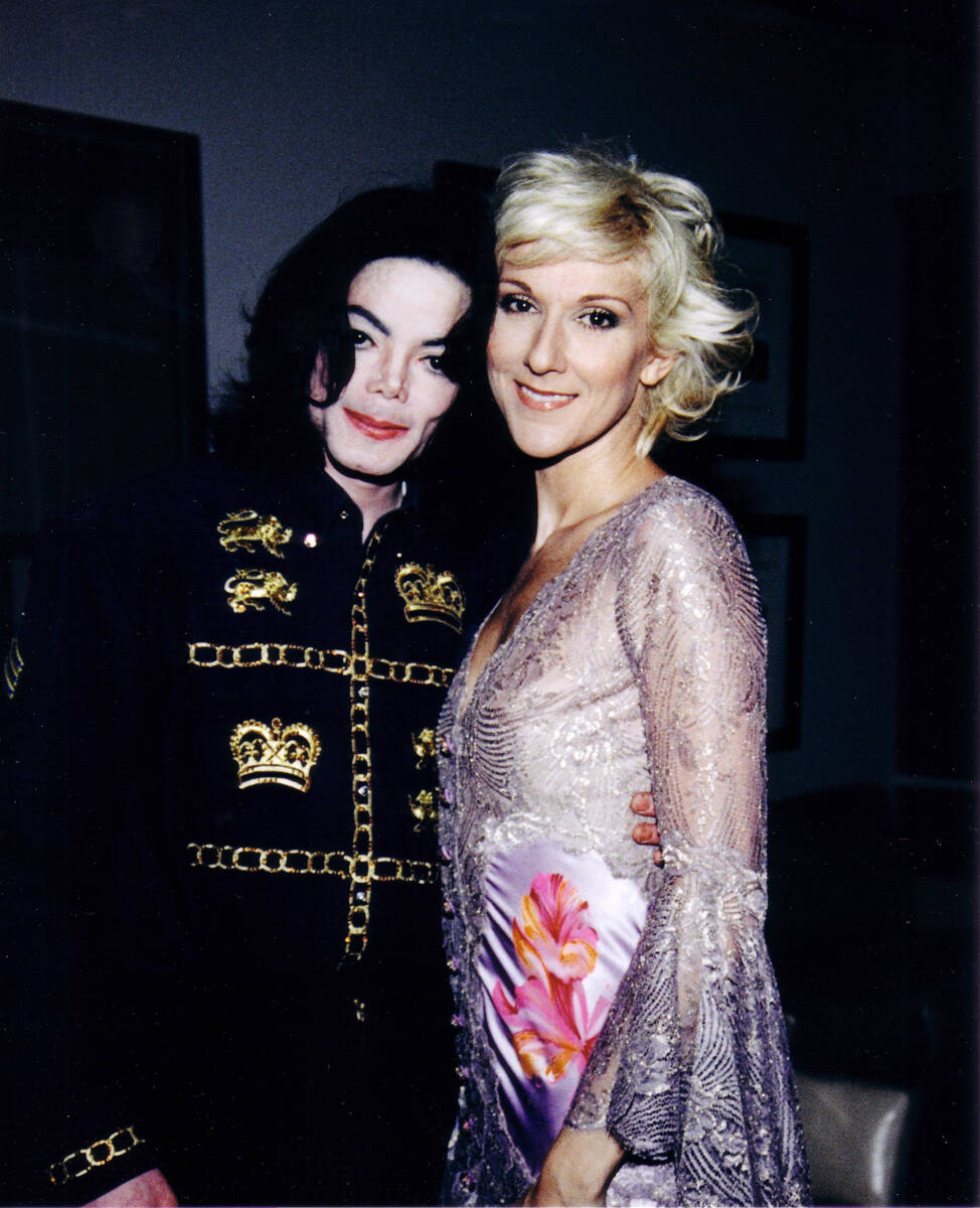 Michael Jackson with Celine Dion backstage at Caesars Palace in November 2003. (Las Vegas Revie ...