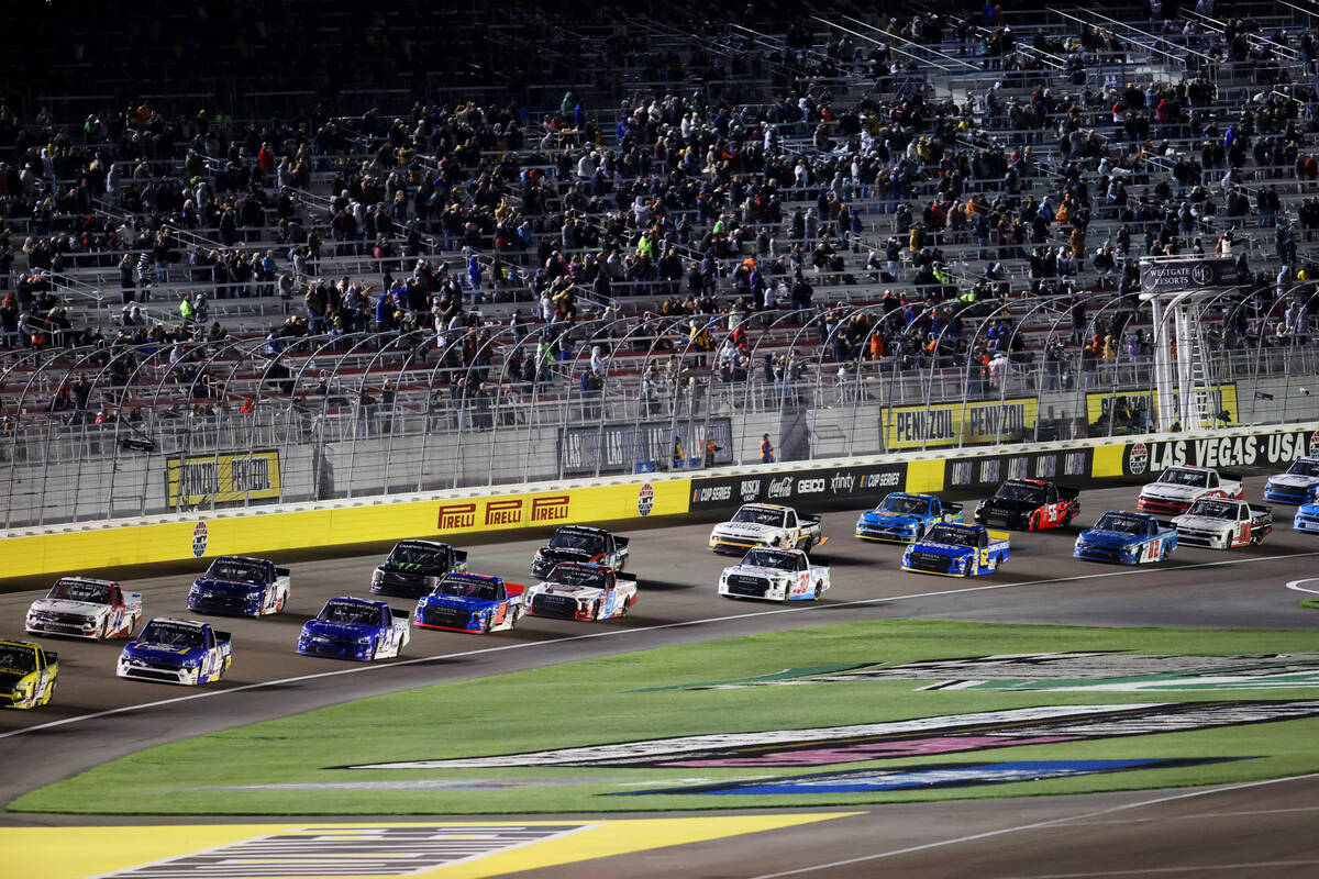 Drivers compete in the Nascar Camping World Truck Series 5th Annual Victoria’s Voice 200 ...