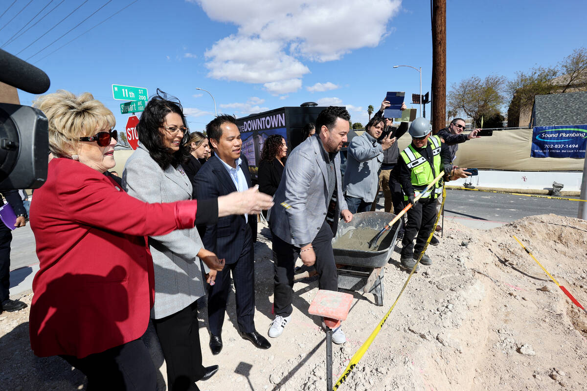 Las Vegas Mayor Carolyn Goodman, from left, Councilwoman Olivia Diaz, partner Grant Garcia and ...