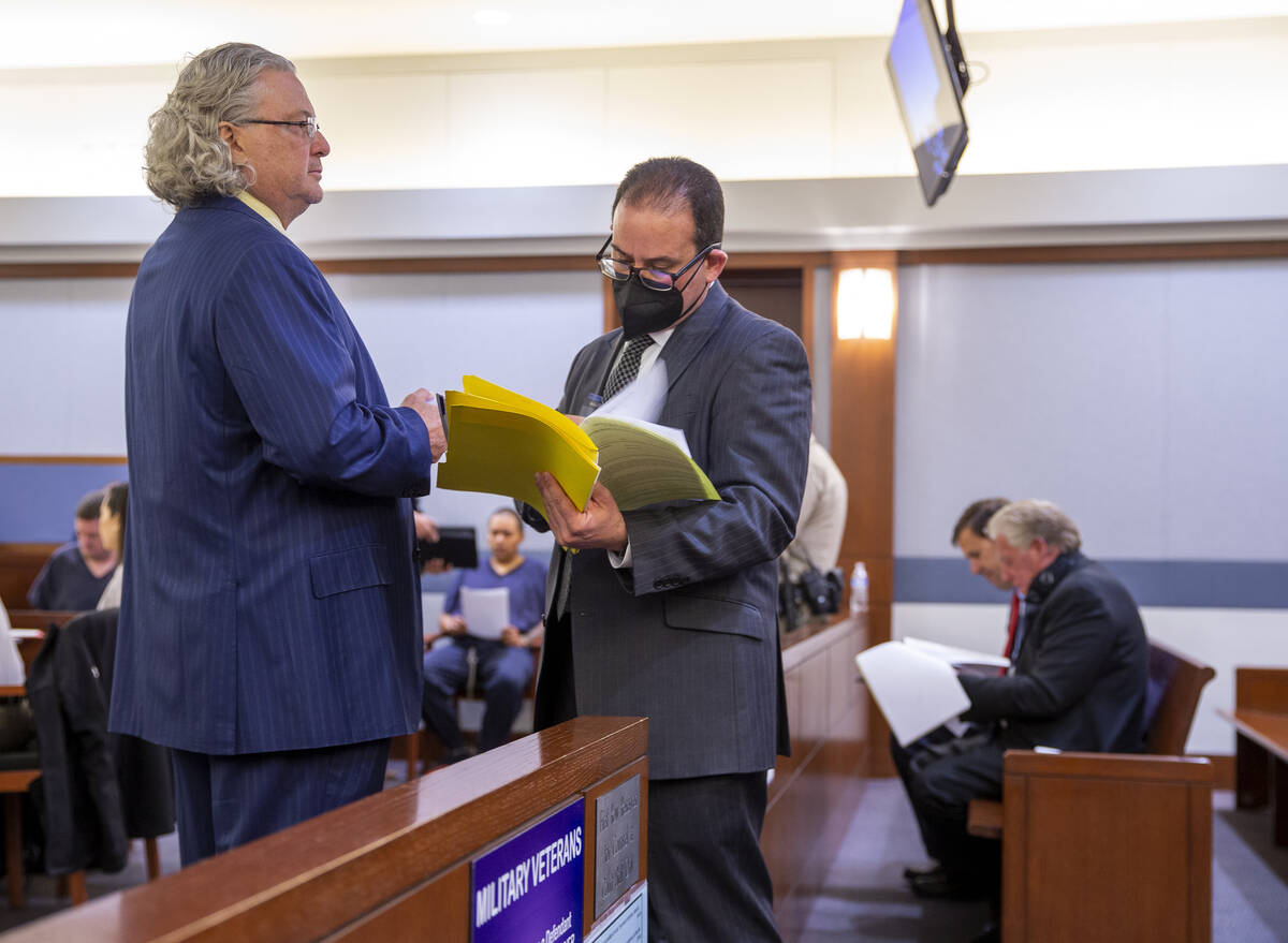 (From left) Lawyers David Chesnoff and Richard Schonfeld appear in court for a case involving N ...