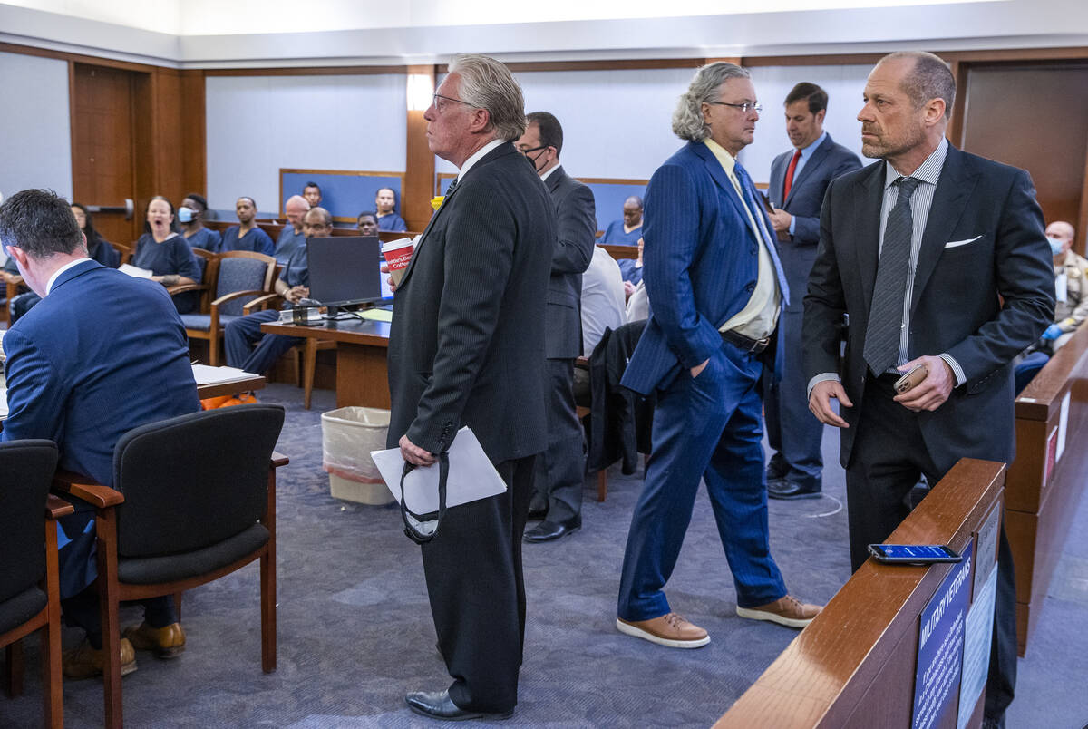 (From left) Defense attorneys John Spilotro, Richard Schonfeld, David Chesnoff, David Brown and ...