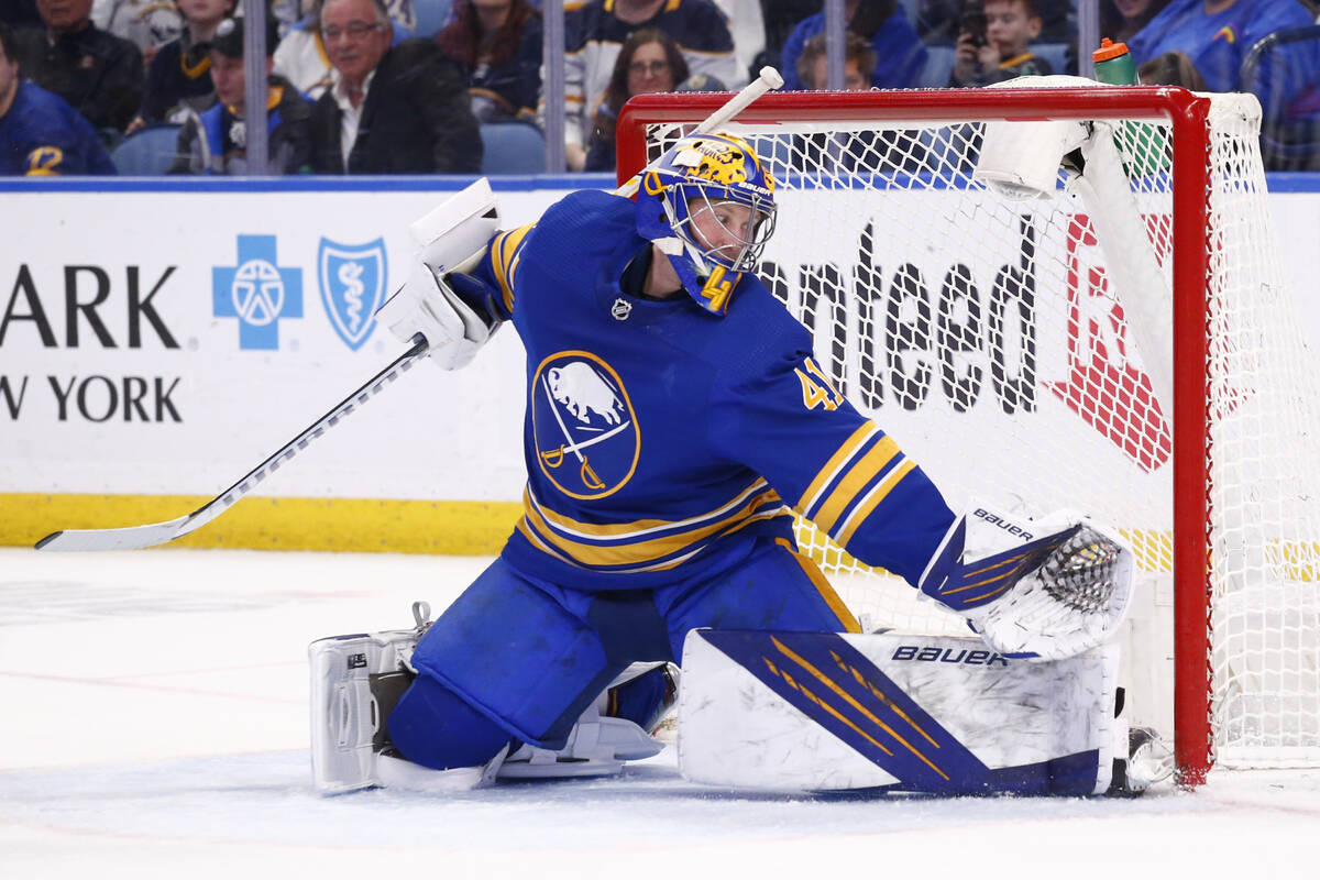 Buffalo Sabres goaltender Craig Anderson (41) makes a save during the second period of an NHL h ...
