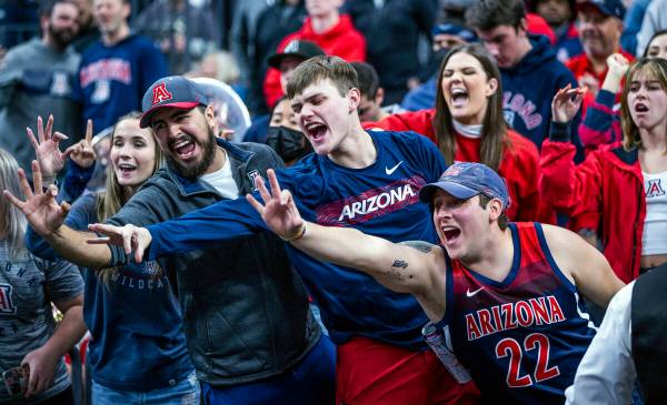 Arizona Wildcats fans celebrates their win over the Stanford Cardinals following the second hal ...