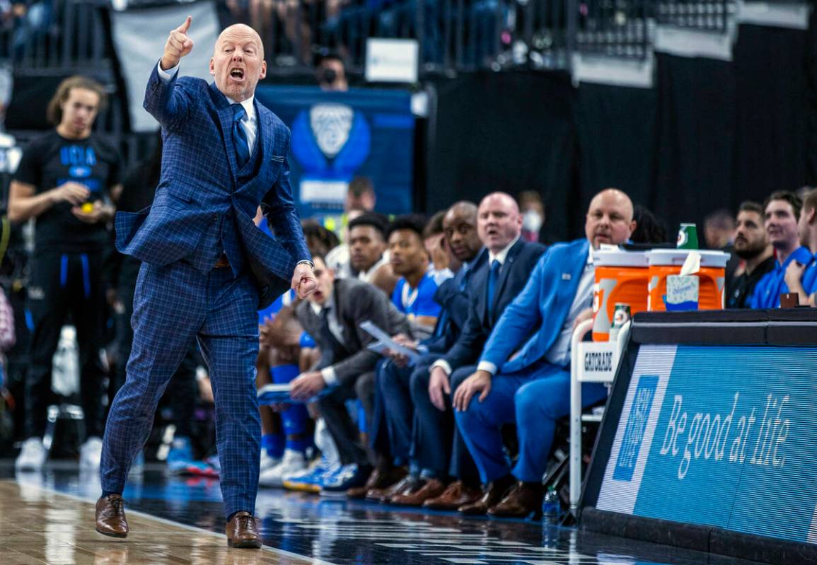 UCLA Bruins head coach Mick Cronin yells to his players versus the Arizona Wildcats during the ...
