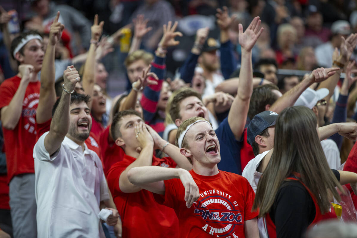 Arizona Wildcats fans cheer on their team versus the UCLA Bruins during the second half of thei ...