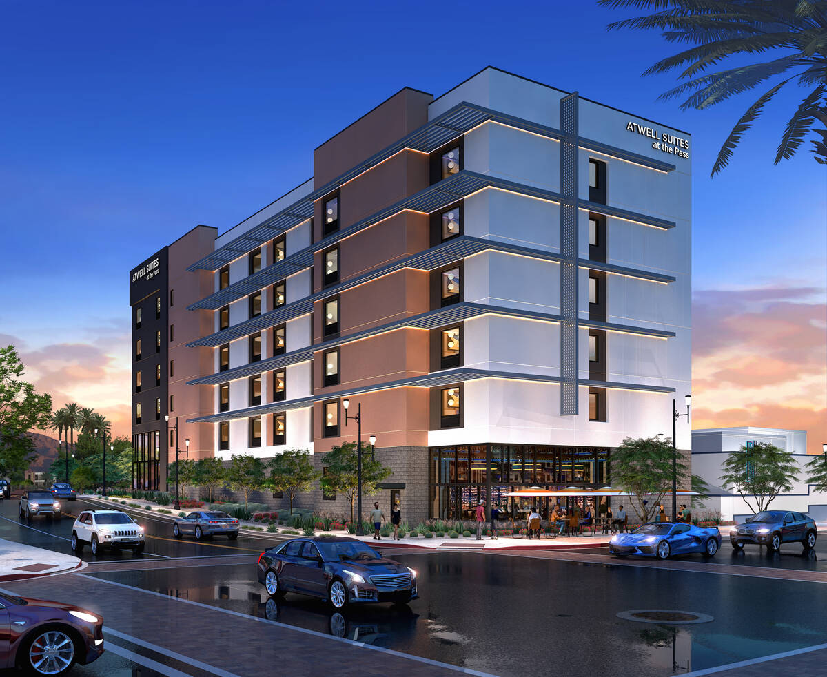 An artist's rendering of a proposed six-story hotel at The Pass, a downtown Henderson casino. ( ...