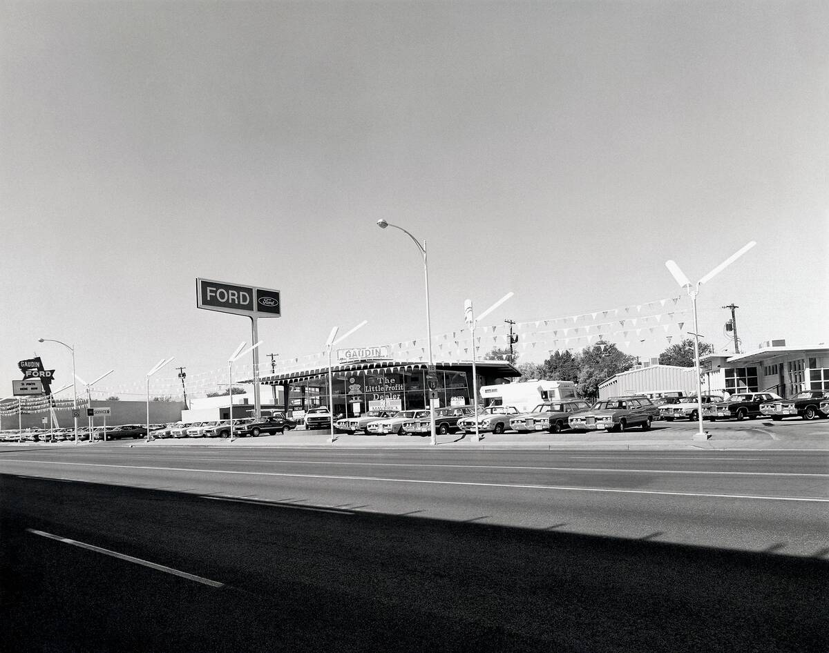 Gaudin Ford is seen at is old location 1120 Las Vegas Boulevard South, in 1973. (Gaudin Motor C ...