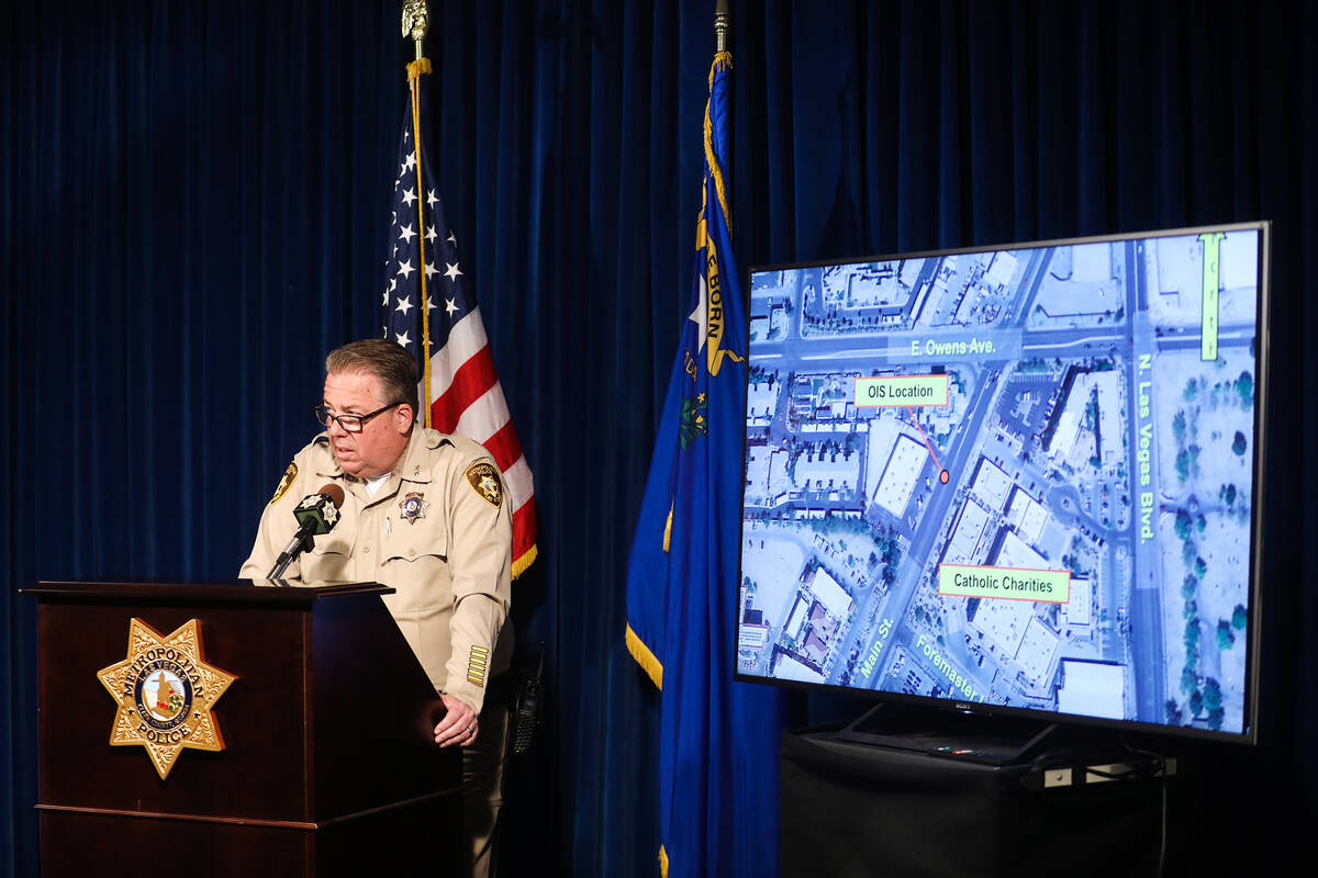 Metropolitan Police Assistant Sheriff John McGrath addresses the media regarding an officer inv ...