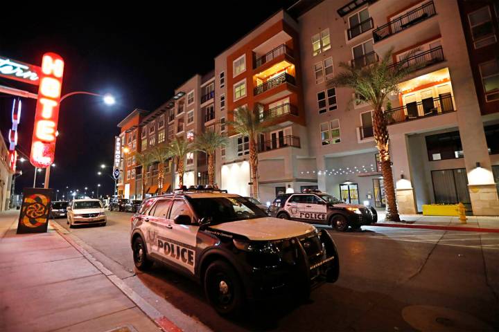 Las Vegas police investigate a suspected murder-suicide inside an apartment in the 900 block of ...