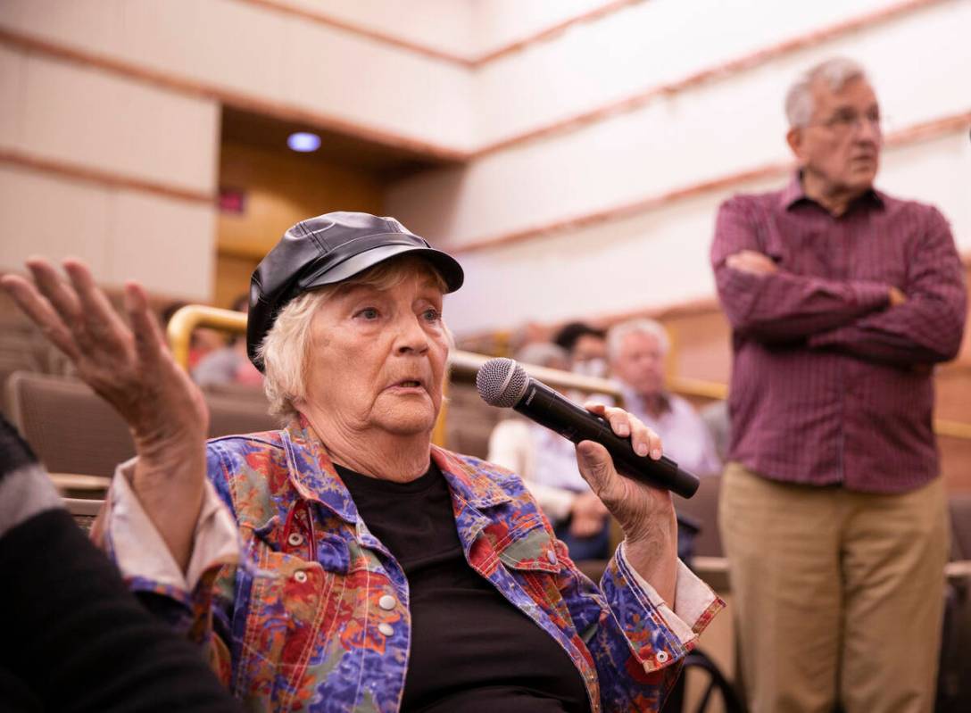 Leslie Doyle, an Airbnb owner/operator, speaks during a town hall regarding the regulation of s ...