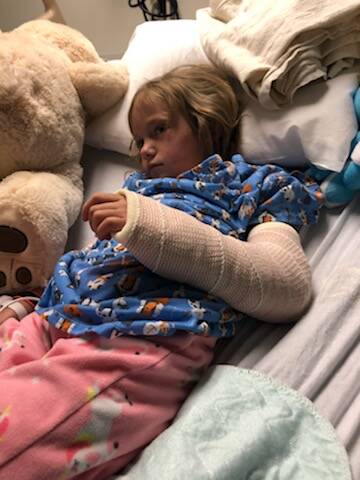 Emerson Myers, Lauren’s daughter, recovers in a Las Vegas hospital after suffering a broken w ...