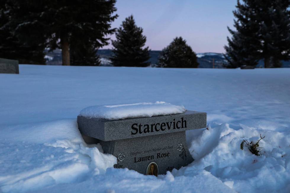 The grave of Lauren Starcevich, who died in a crash in Nye County last year, taken on Wednesday ...