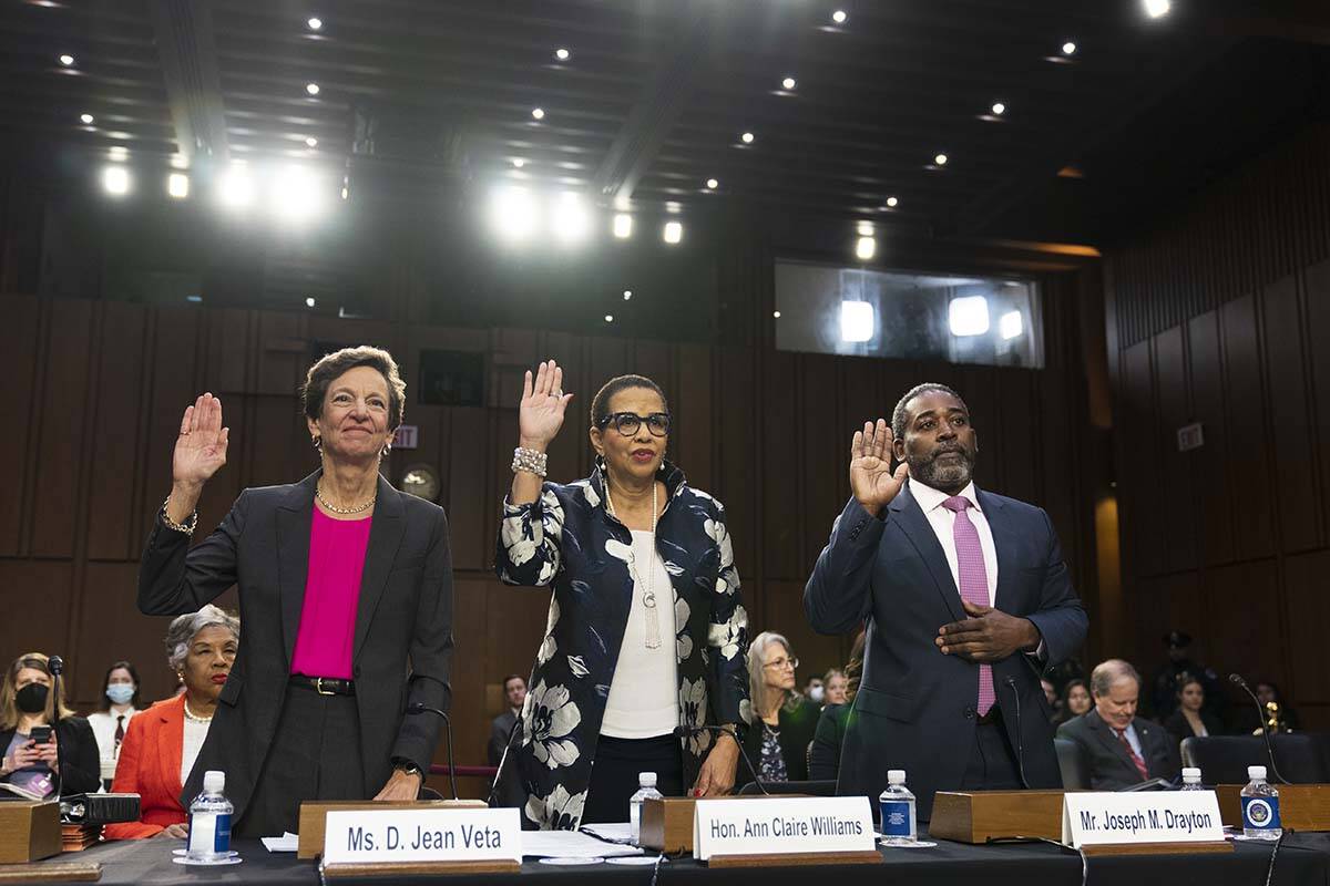 American Bar Association Standing Committee on the Federal Judiciary's D. Jean Veta, from left, ...