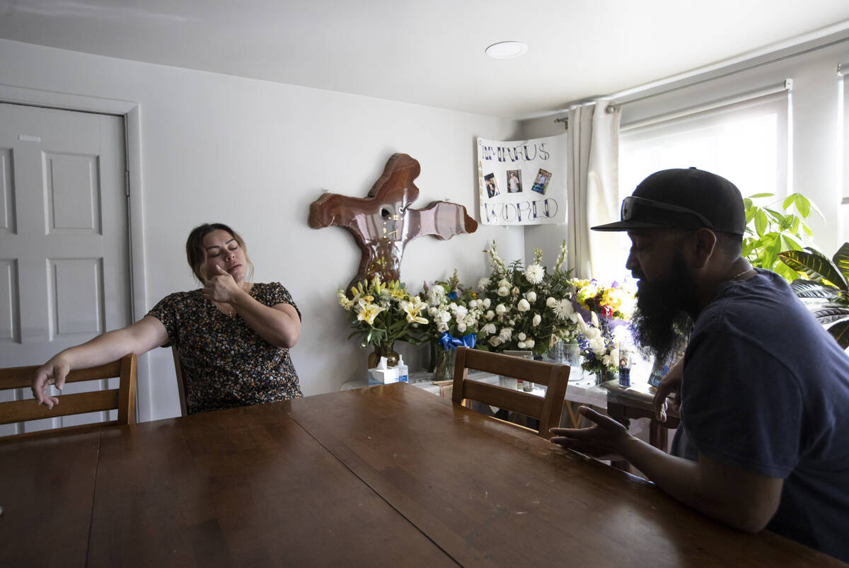 Vanessa Sinay, left, and Gerardo Sinay talk about their son, Amaru Sinay, who died earlier this ...