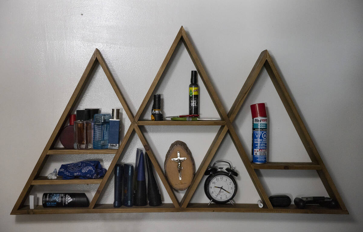 A shelf in the bedroom of Amaru Sinay, who died earlier this month, at the family’s home on T ...