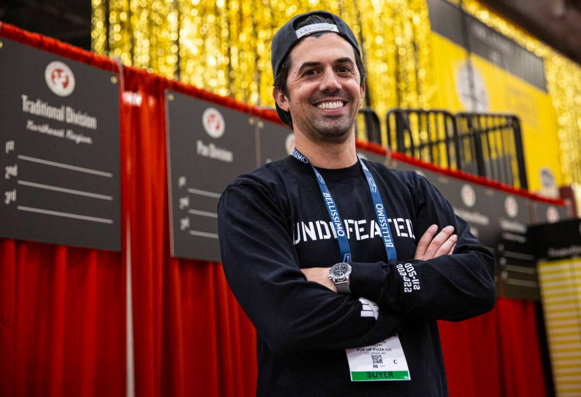 Michael Vakneen, co-creator of Pop Up Pizza, poses for a portrait during the International Pizz ...