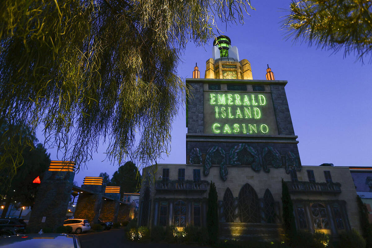 An exterior view of the Emerald Island Casino in the Water Street District of downtown Henderso ...