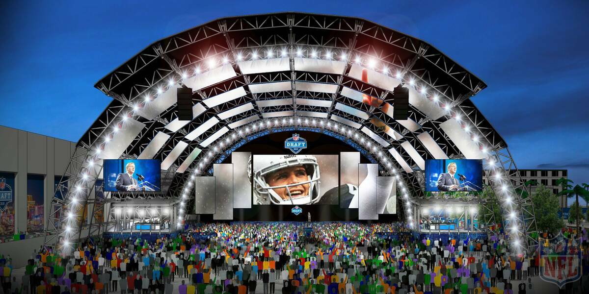 The 2022 NFL Draft main stage is set to be built outdoors next to the Caesars Forum convention ...