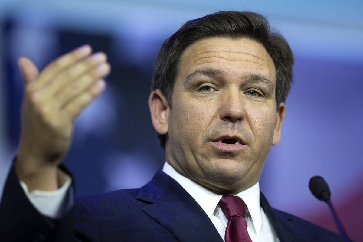 Florida Gov. Ron DeSantis. (Ellen Schmidt/Las Vegas Review-Journal)