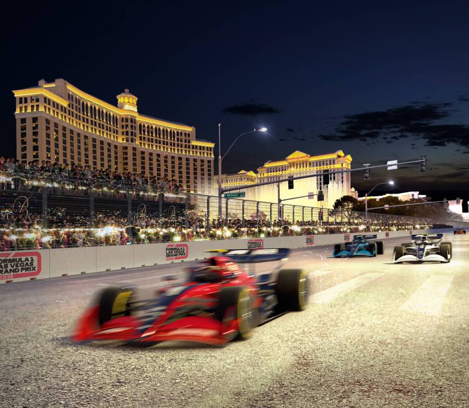 Artist rendering showing what the Formula One's Las Vegas Gran Prix race will look like when it ...