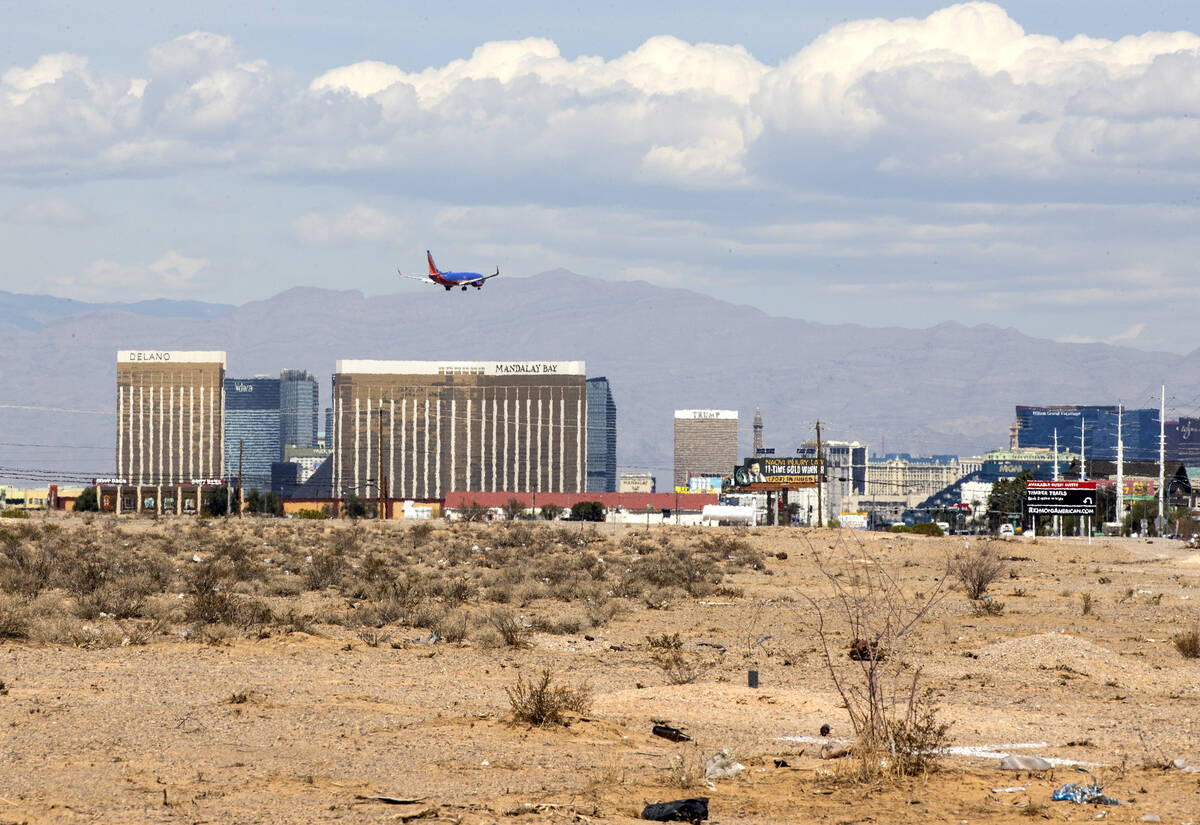 A vacant land south of the Strip is seen at Northwest corner of Las Vegas Boulevard and Windmil ...