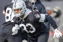Raiders tight end Darren Waller (83) runs on the field during a practice session at Raiders hea ...