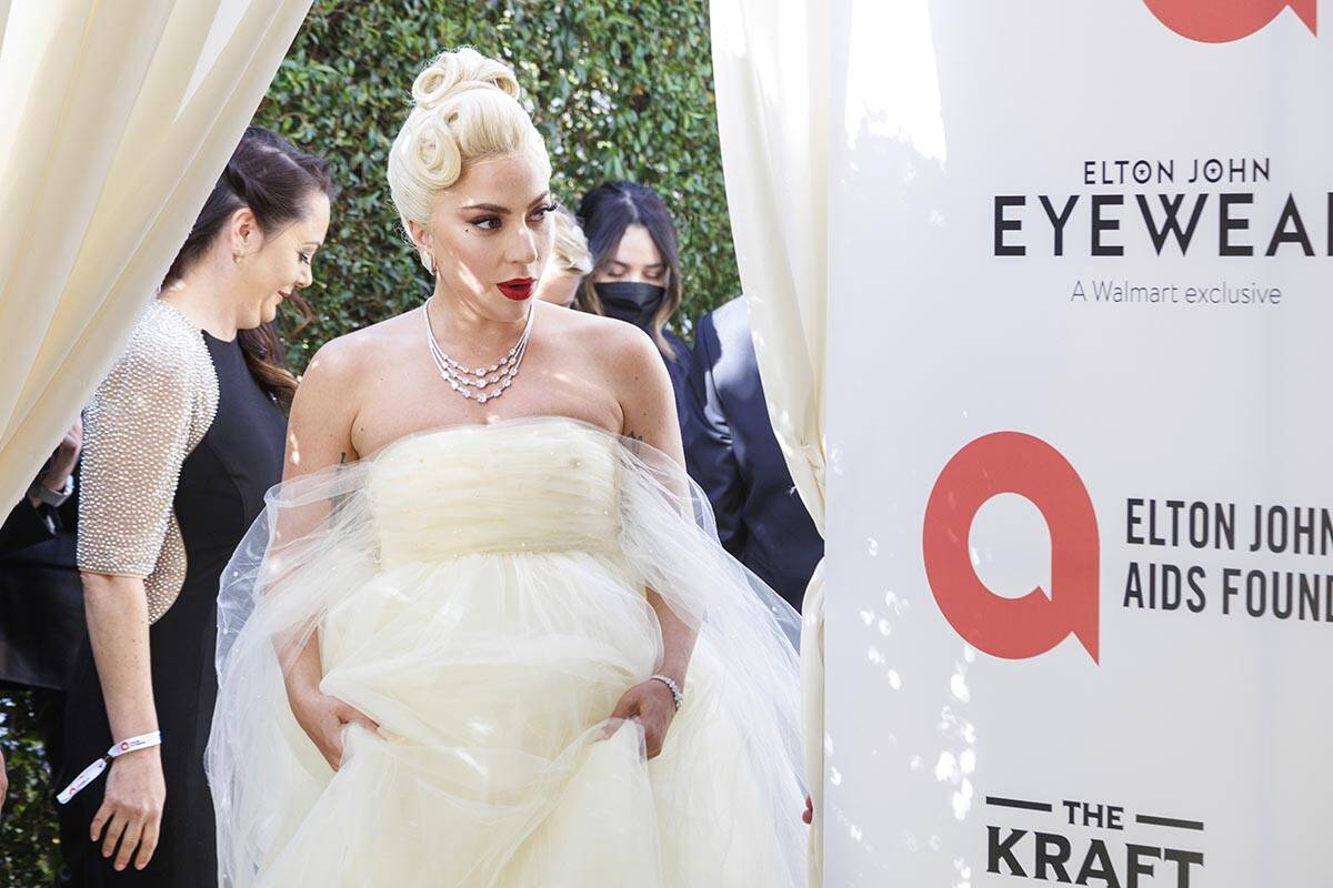 Lady Gaga arrives at the Elton John AIDS Foundation Academy Awards Viewing Party on Sunday, Mar ...