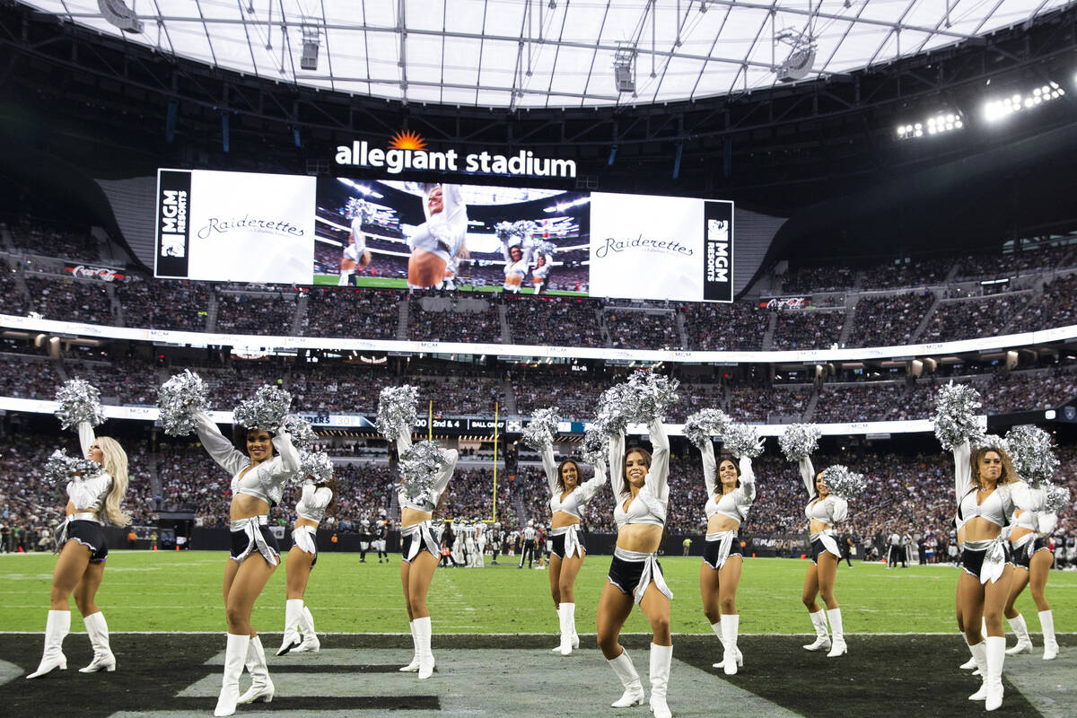 The Raiderettes perform for the fans as the Raiders battle the Philadelphia Eagles during the s ...