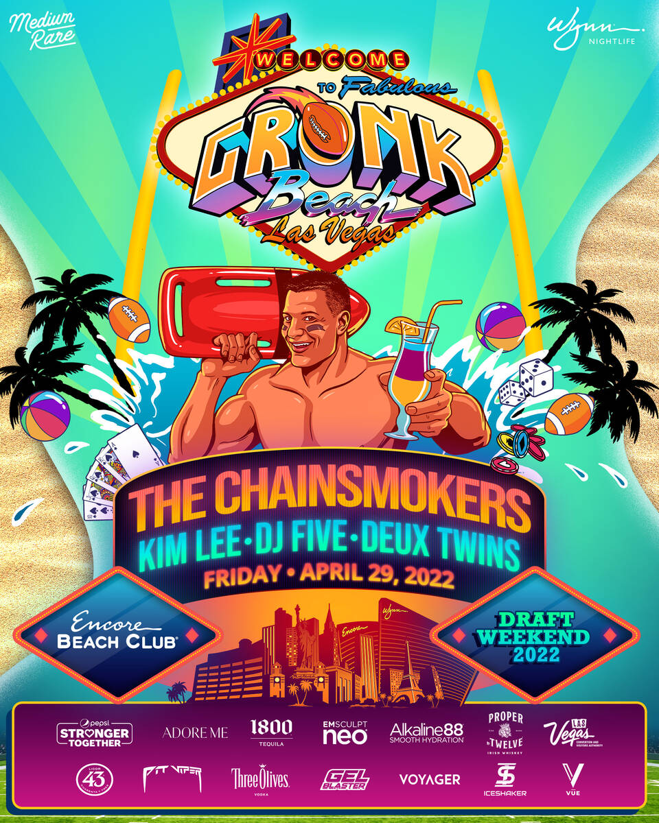 A promotional flyer for Gronk Beach Las Vegas, set for April 29 at Encore Beach Club at Wynn La ...