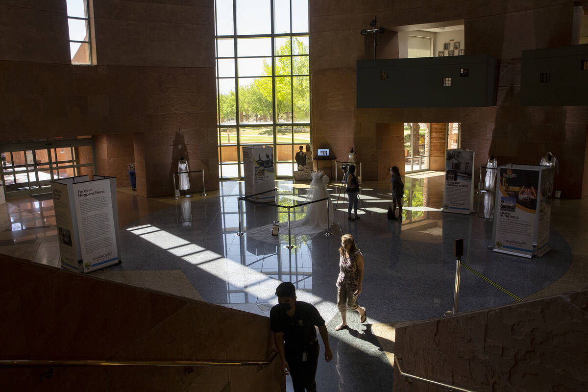 A historical wedding exhibit is on display in the rotunda at the Clark County Government Center ...