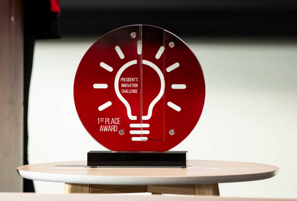 The first place award for the inaugural President’s Innovation Challenge at UNLV is seen ...
