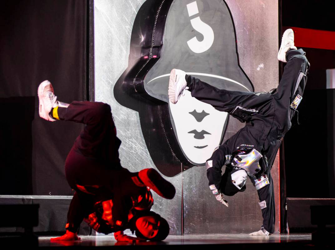 The Jabbawockeez perform in their production, "Timeless," at the MGM Grand Garden Are ...