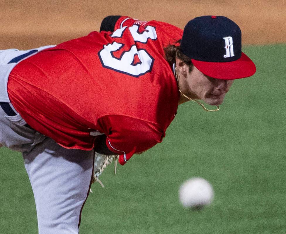 Reno Aces Ryne Nelson (29) delivers against the Las Vegas Aviators during team’s home op ...